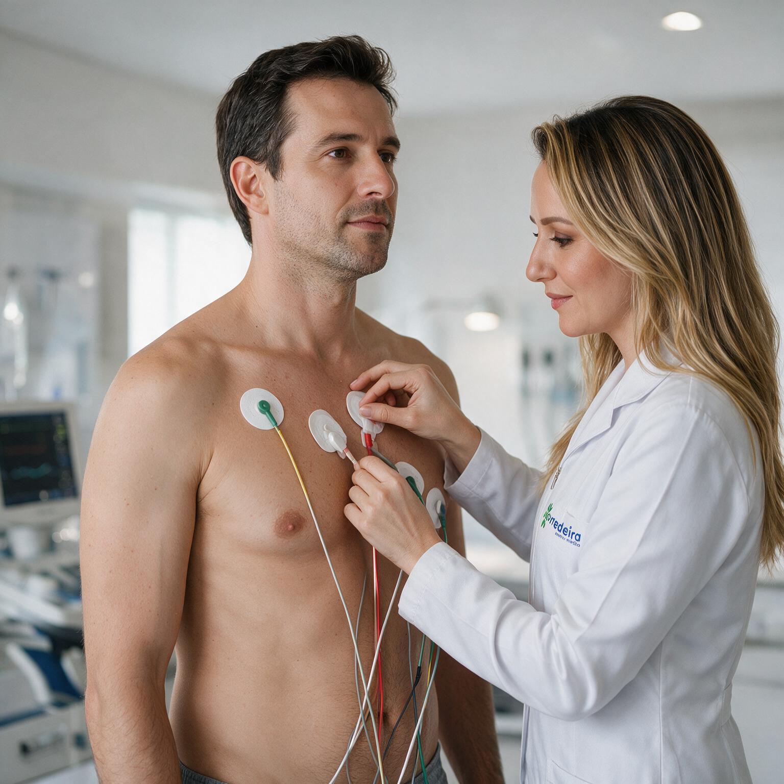 Exame de eletrocardiograma realizado na clínica